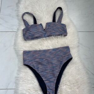 Aerie Blue and Pink Textured Swimwear